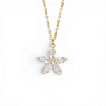 Star-Flower Pendant Necklace - White