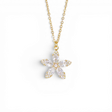 Star-Flower Pendant Necklace - White