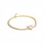 Heart Solitaire Tennis Bracelet - Gold