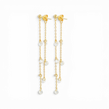 Double-Chain Cascade Earrings - White