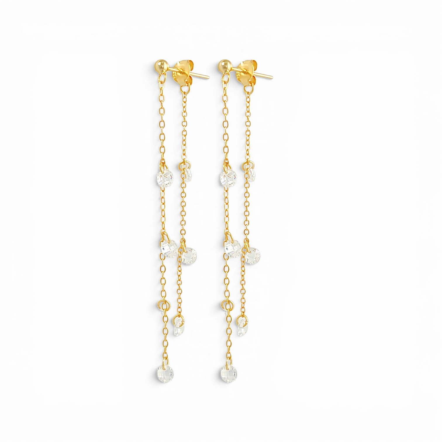 Double-Chain Cascade Earrings - White
