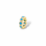 Turquoise bezel-set stone huggie hoop earring in 18k gold plated brass
