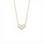 Graduated Baguette Fan Necklace - Gold
