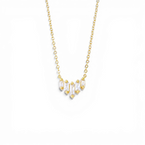 Graduated Baguette Fan Necklace - Gold