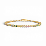 Dainty multi-stone tennis bracelet in 18k gold plated brass