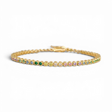 Dainty multi-stone tennis bracelet in 18k gold plated brass