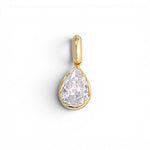 Clear white pear-cut crystal pendant in 18k gold plated bezel