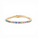 Rainbow Tennis Bracelet - Rainbow/Gold