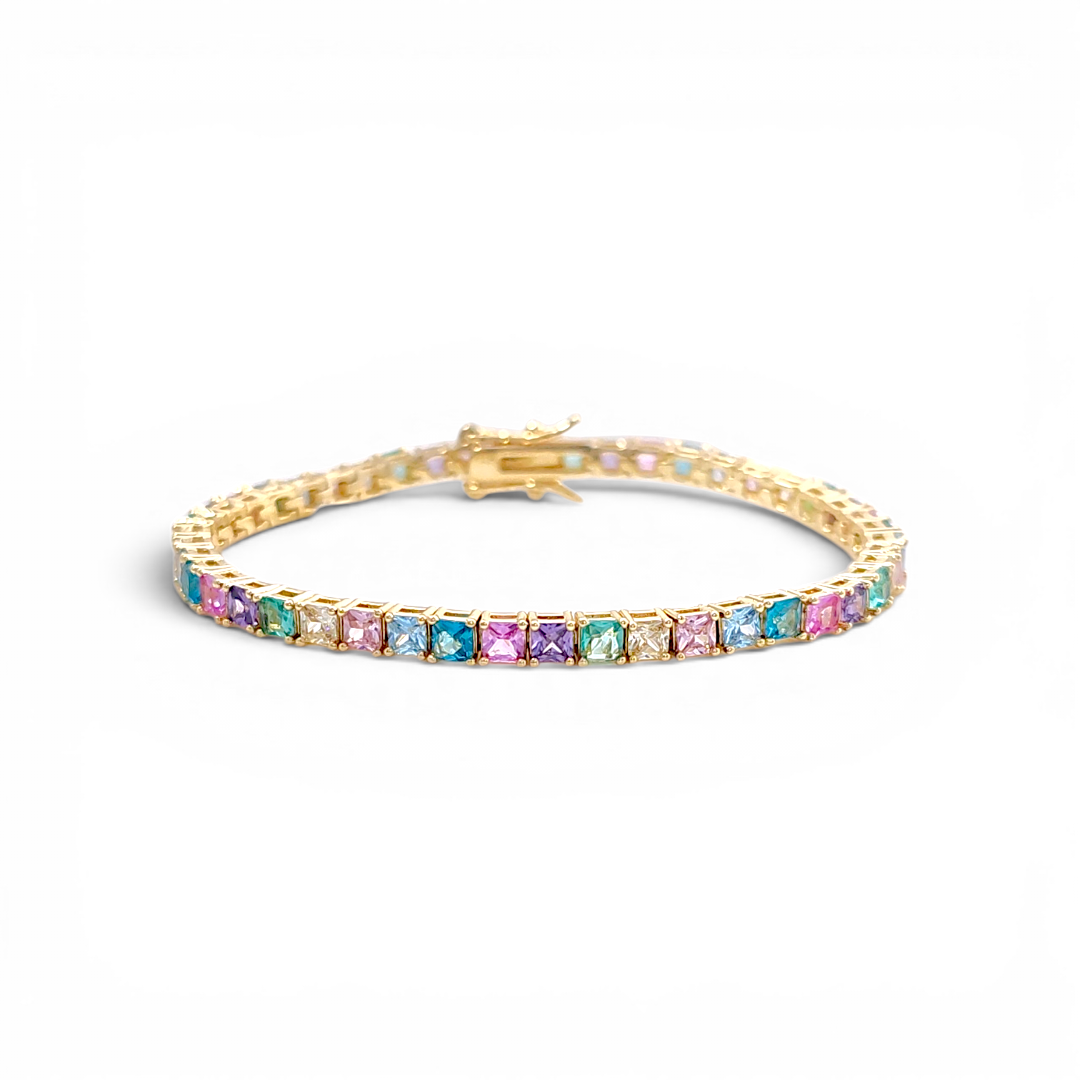 Rainbow Tennis Bracelet - Rainbow/Gold