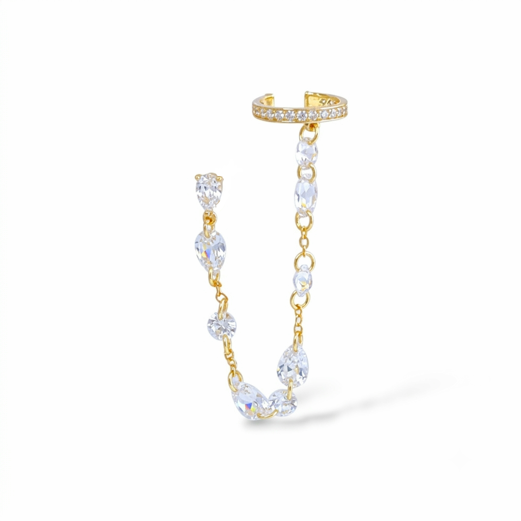 Chained Ear Cuff Earring - White
