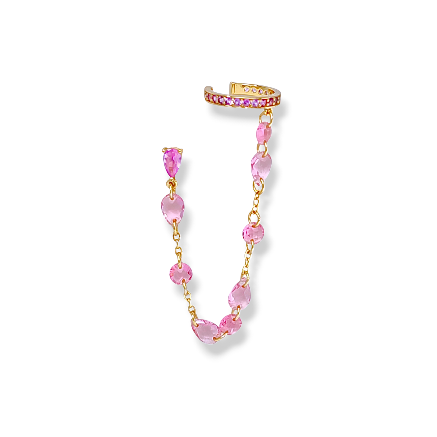 Chained Ear Cuff Earring - Pink
