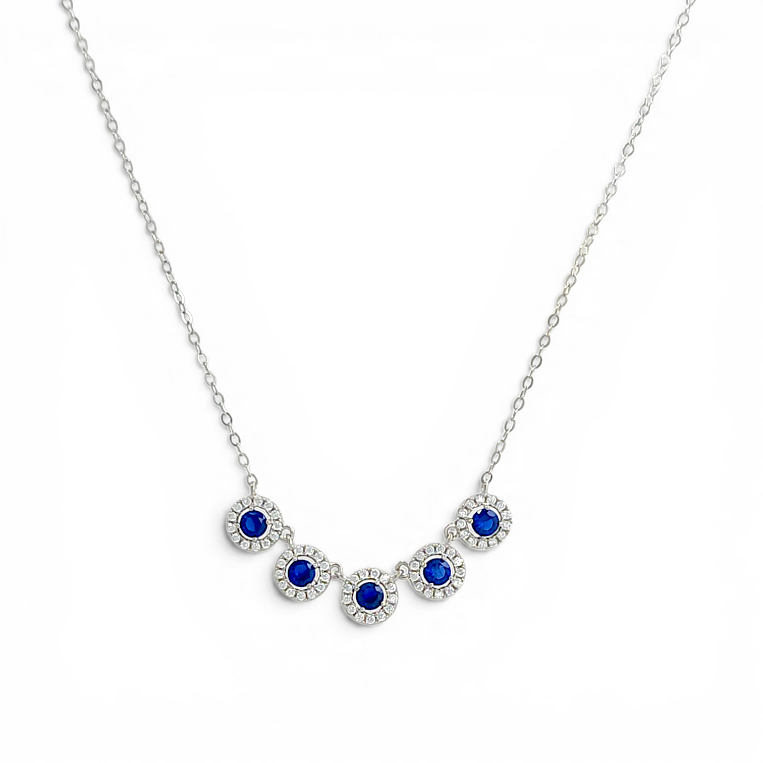 Five-Halo Arc Necklace - Blue