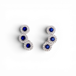 Triple-Halo Climber Earrings - Blue