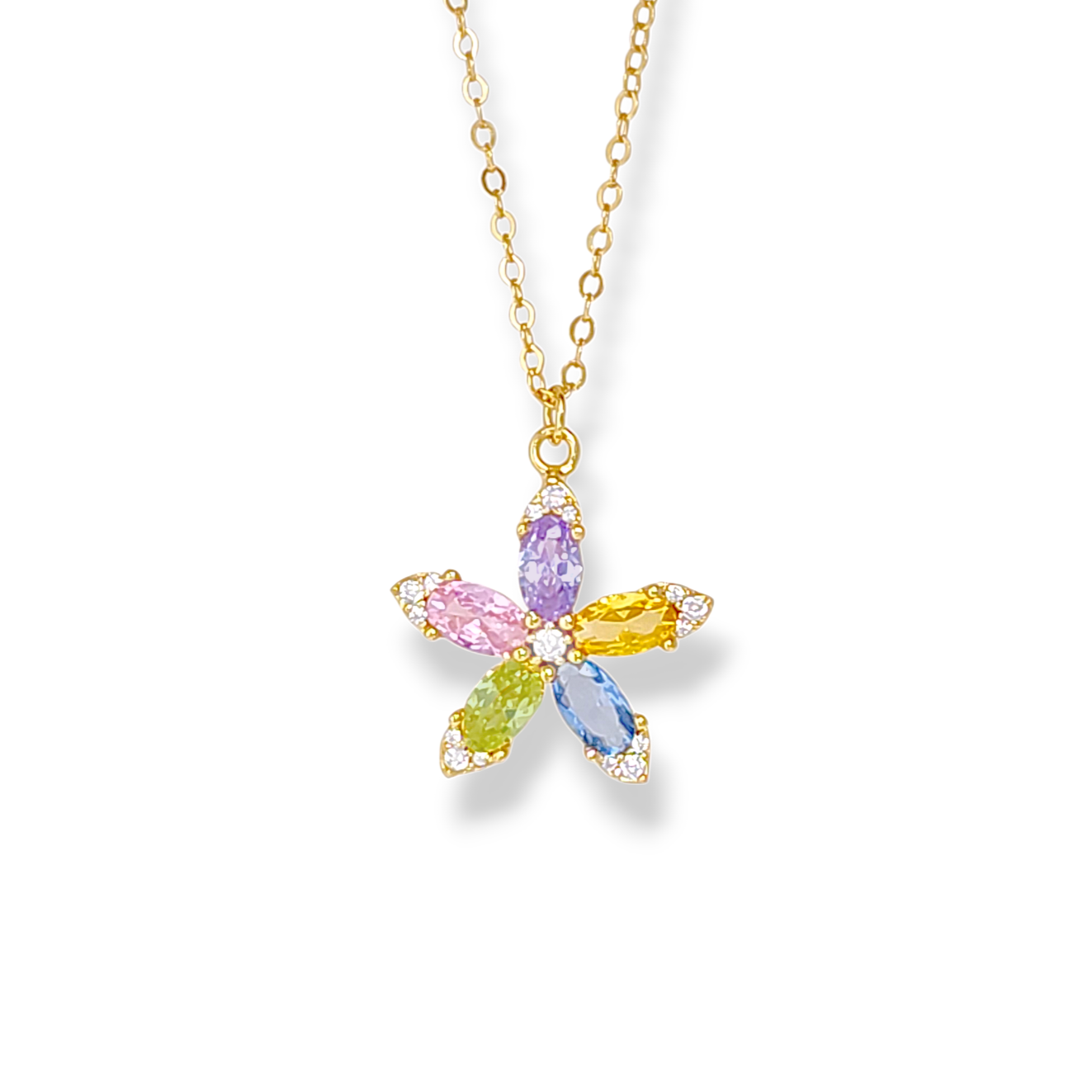 Star-Flower Pendant Necklace - Multicolor
