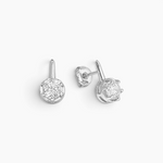 Round solitaire leverback earrings in silver tone