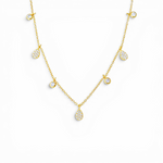 Crystal Charm-Drop Necklace - Gold