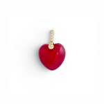Natural Stone Heart Pendant - Red/Ruby
