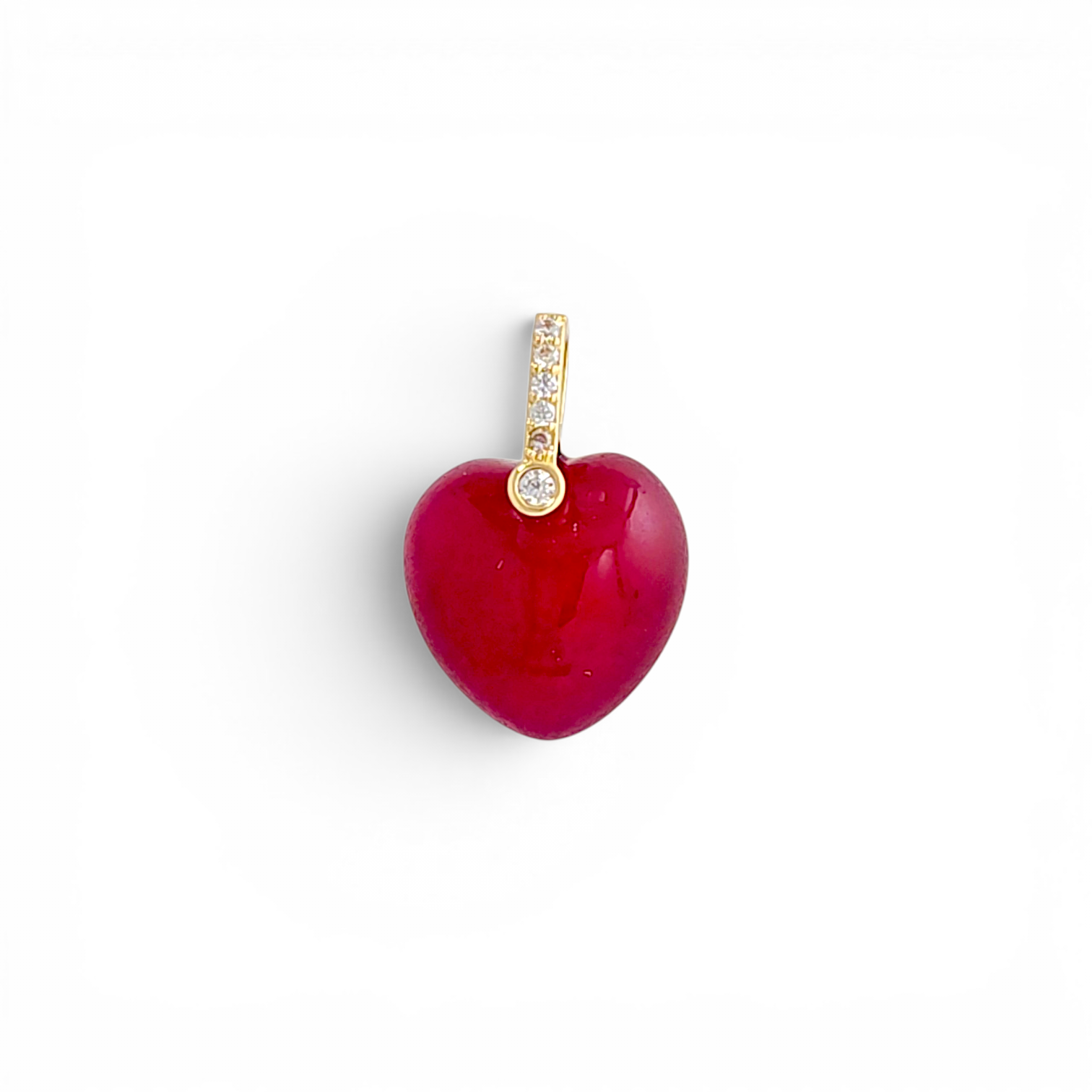 Natural Stone Heart Pendant - Red/Ruby