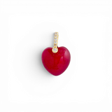 Natural Stone Heart Pendant - Red/Ruby