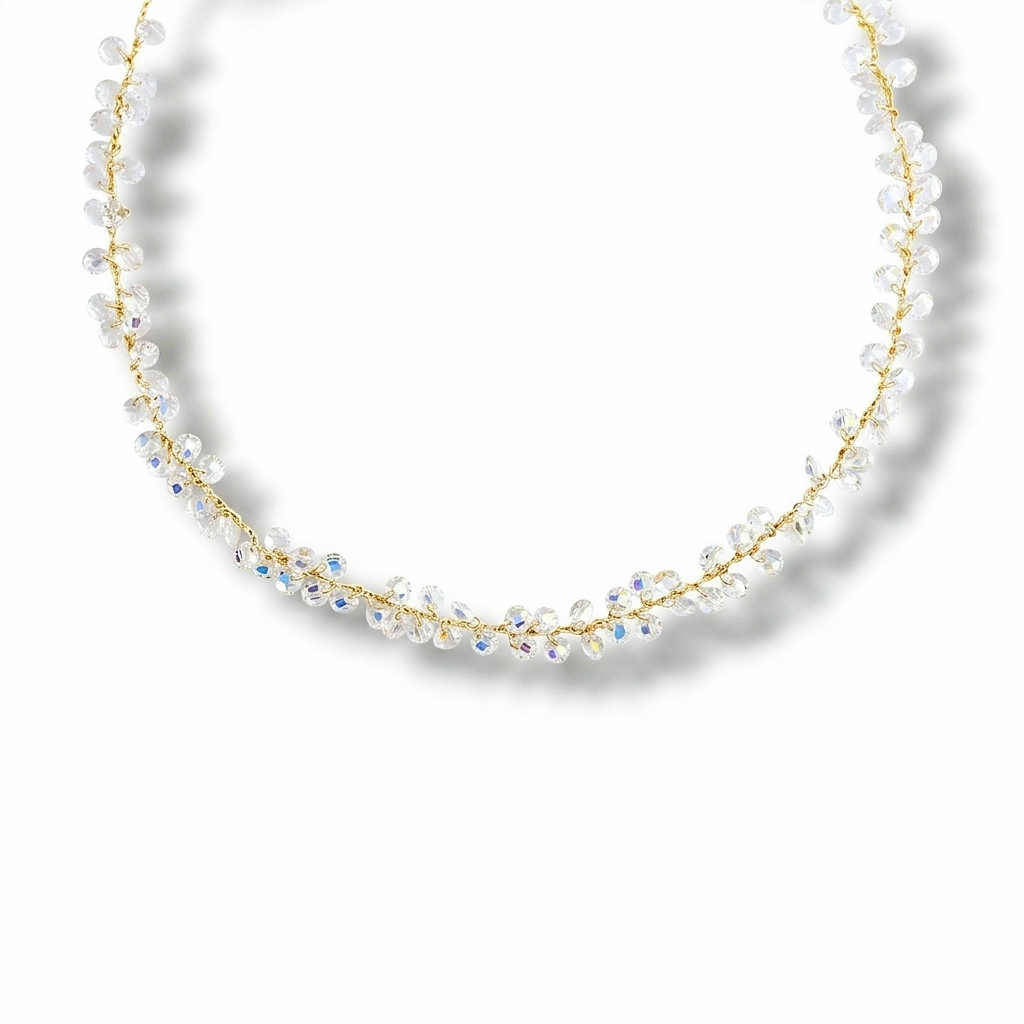 Crystal Cluster Vine Necklace - White