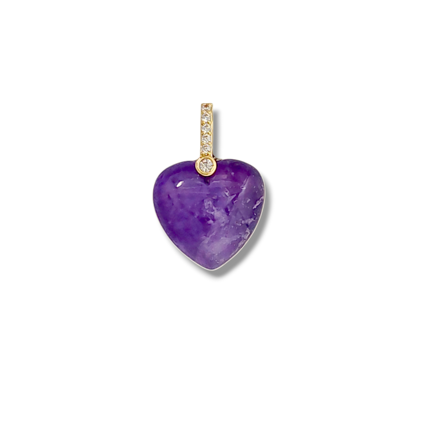 Natural Stone Heart Pendant - Purple/Amethyst