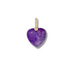 Natural Stone Heart Pendant - Purple/Amethyst