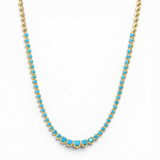 Round Stone Tennis Necklace - Turquoise