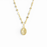 Miraculous Medal Sequin Chain Necklace - Gold