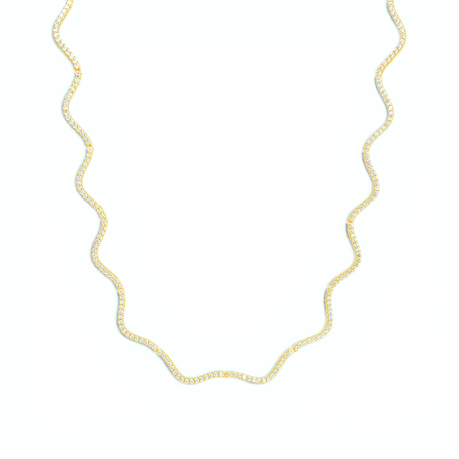 Wavy Tennis Necklace - Silver/White