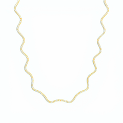 Wavy Tennis Necklace - Silver/White