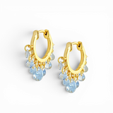 Crystal Fringe Huggie Hoop Earrings - Blue