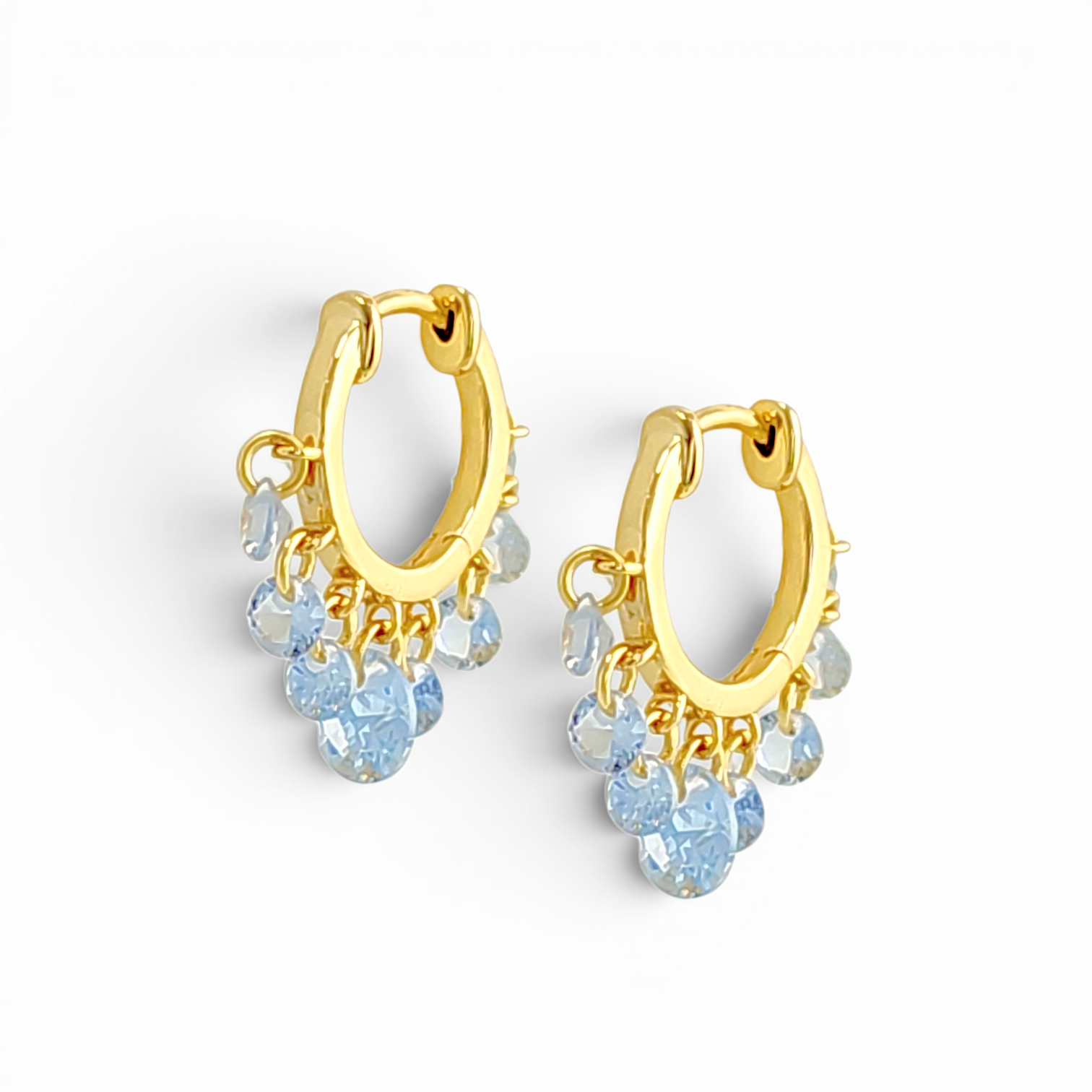 Crystal Fringe Huggie Hoop Earrings - Blue