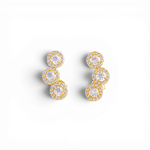 Triple-Halo Climber Earrings - White/Gold