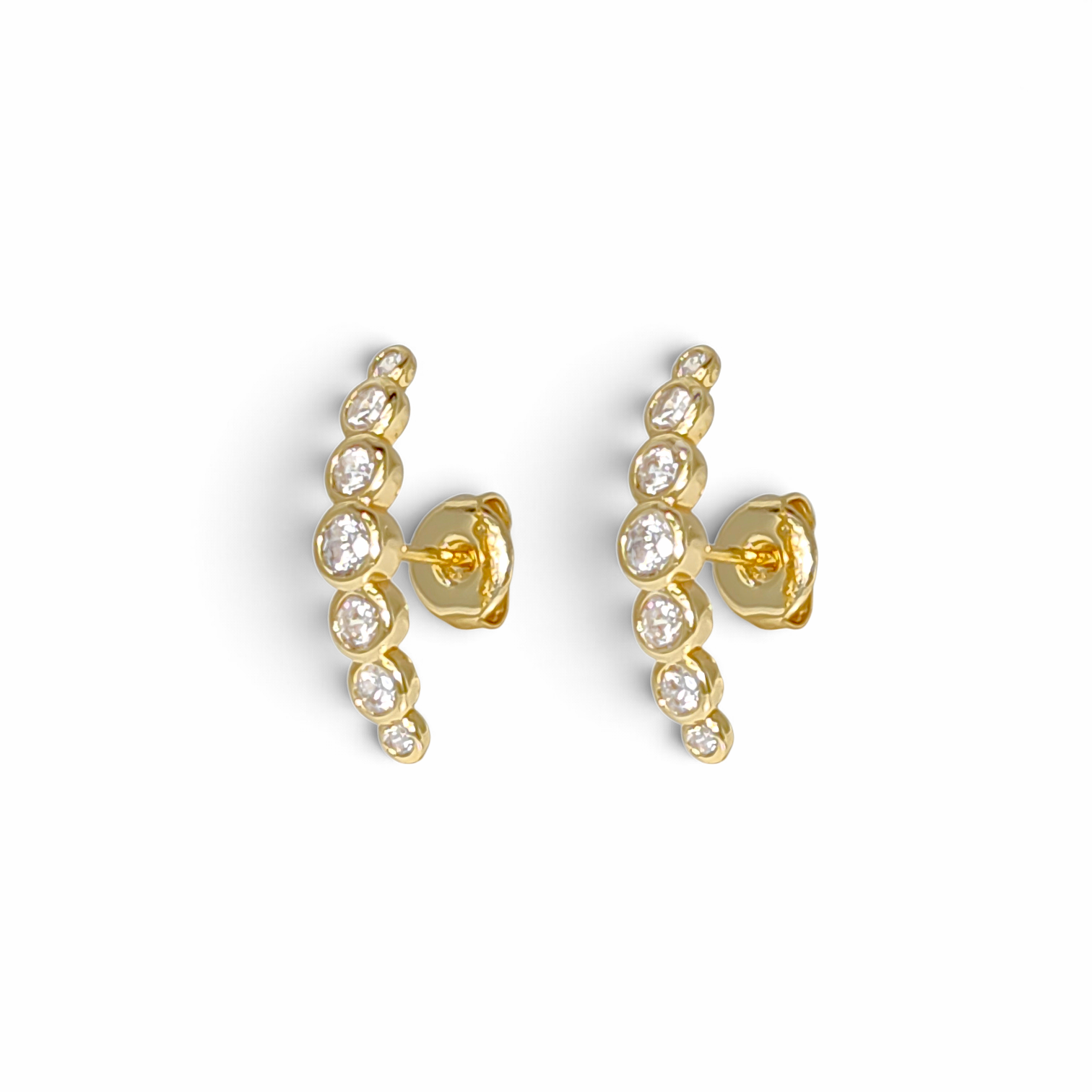Mermaid Bubble Long Stud Earrings in Gold - 18 Karat Gold Plated