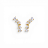 Heart-Cut Climber Earrings - Gold