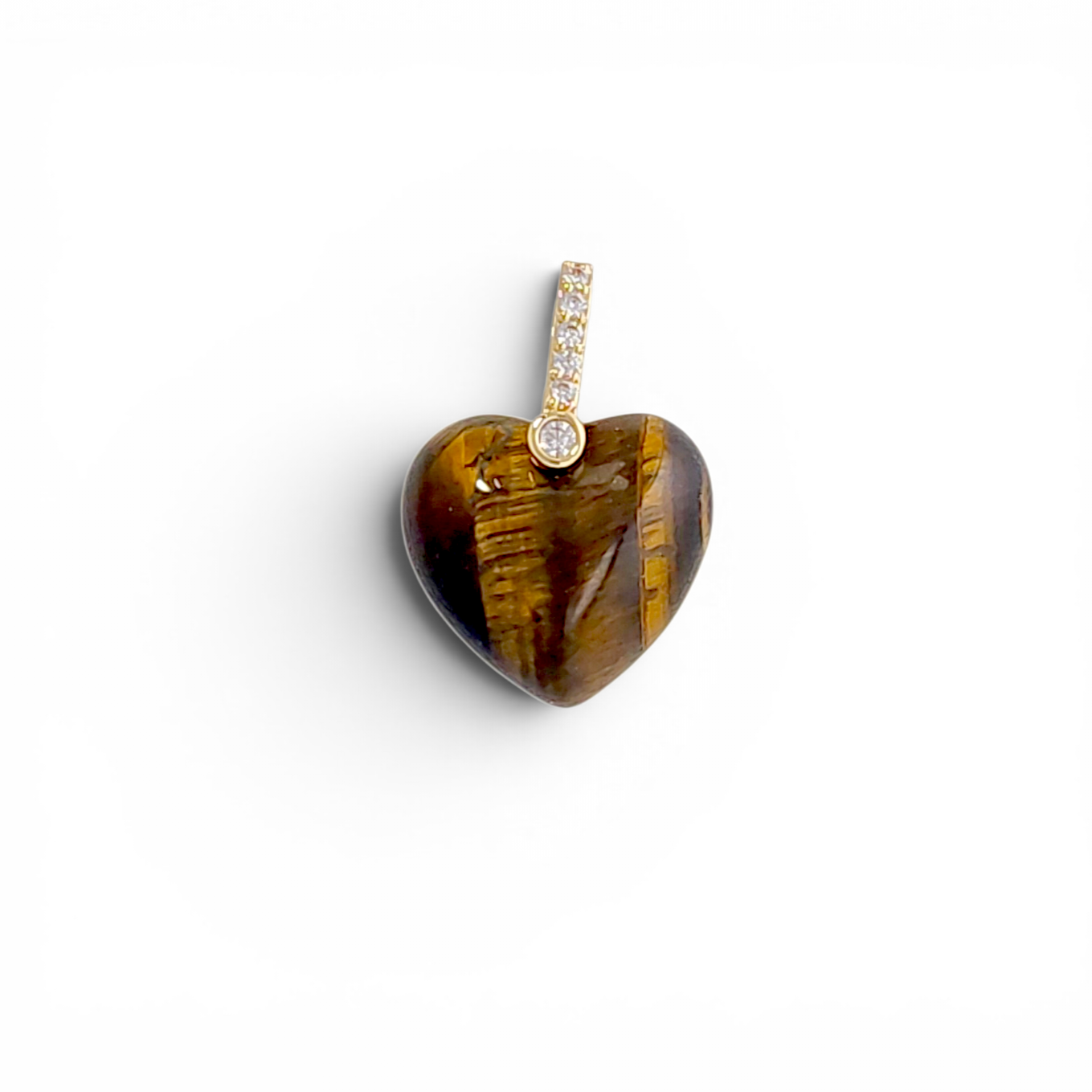 Natural Stone Heart Pendant - Tiger's Eye