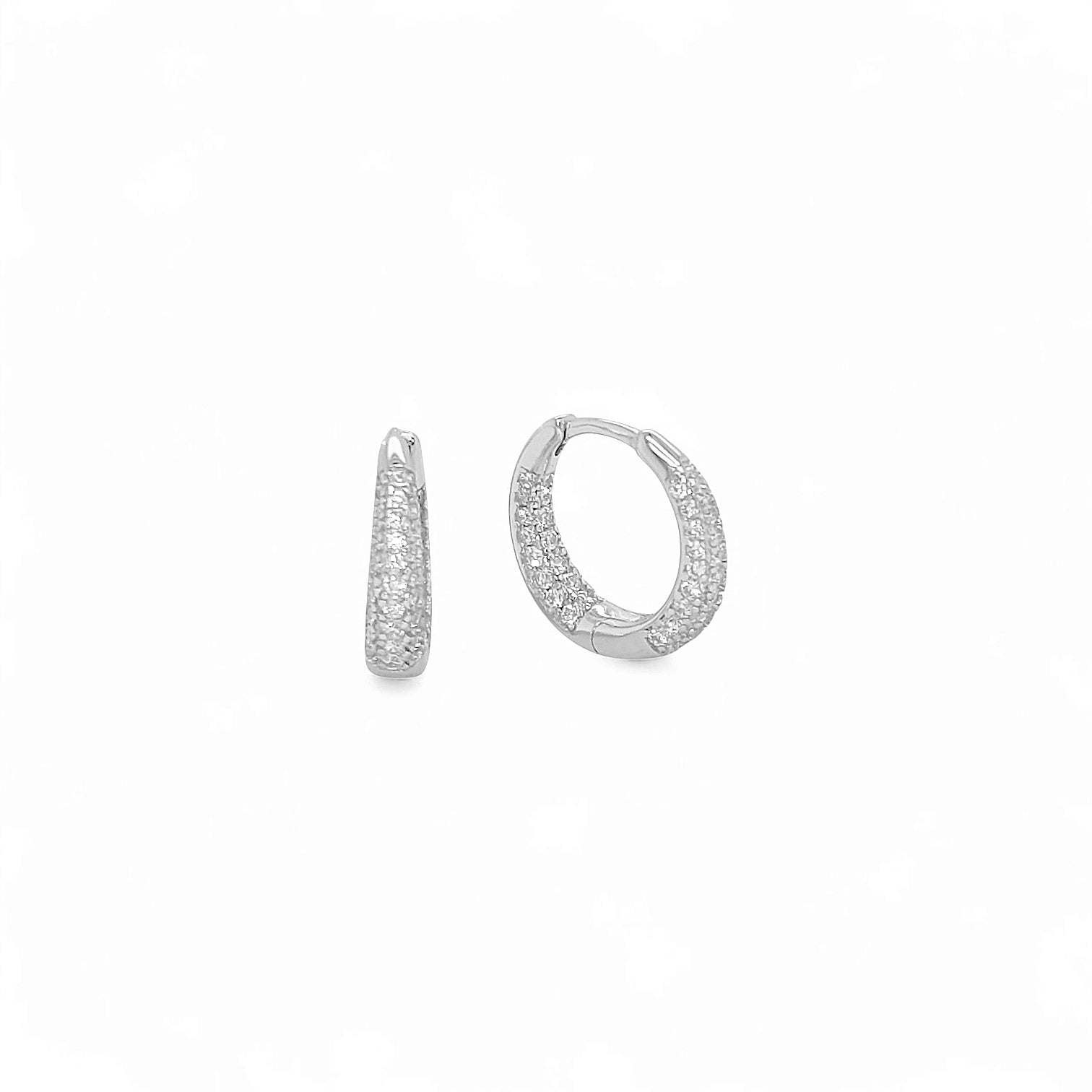 Full Pavee Huggies – 925 Sterling Silver | HOOPS AND HUGGIES Collection