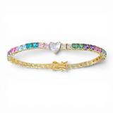 Heart Square-cut Tennis Bracelet | 18 Karat Gold Plated | Italian Craftsmanship