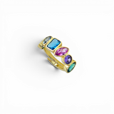 Multi-shape gems ring | 18k gold plated | Italian craftsmanship