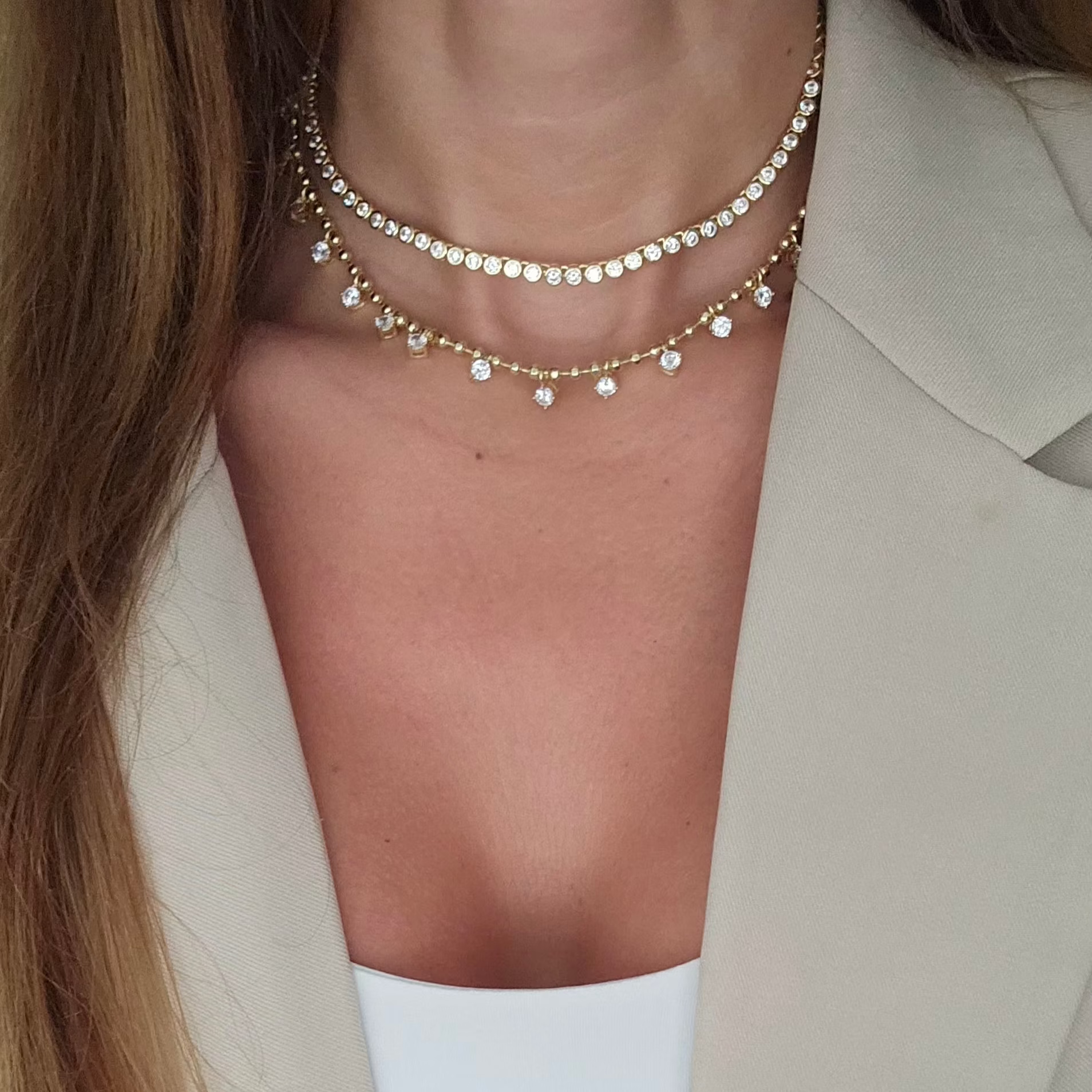 bubble tennis necklace fine jewelry hanging cubic zirconia