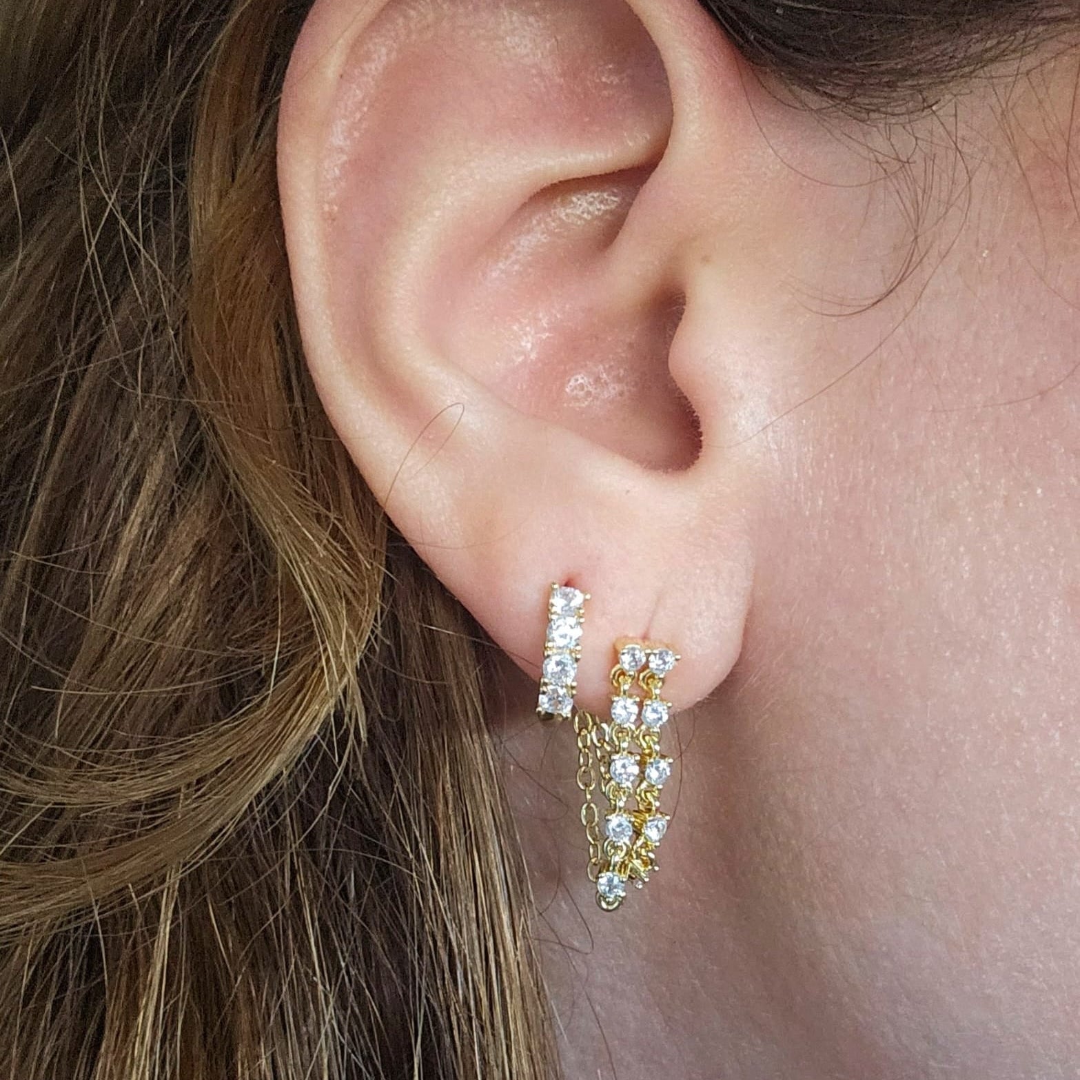 King huggie earrings in 18k gold plated brass — Silver Italy, view 2
