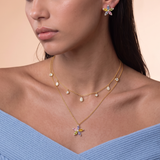 multi pear drop necklace silver italy