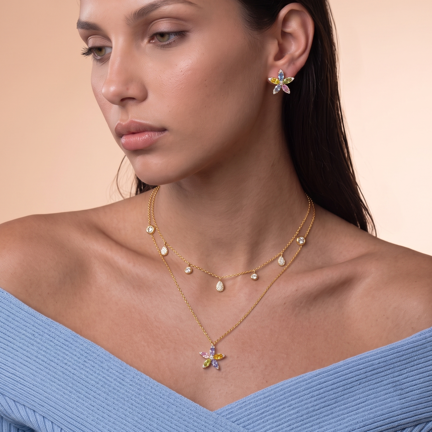 necklace bella flor silver italy