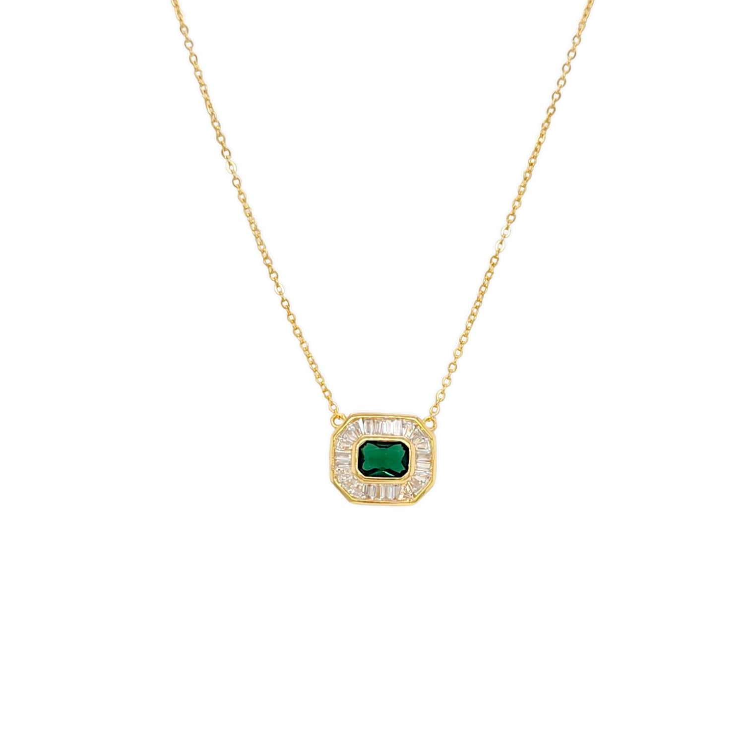 Glamour Baguettes & Stone Necklace – 925 Sterling Silver | SHAPES Collection