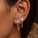 Pavé Star Chain-Wrap Stud Earrings | 925 Silver 18 Karat Gold | Italian Craftsmanship