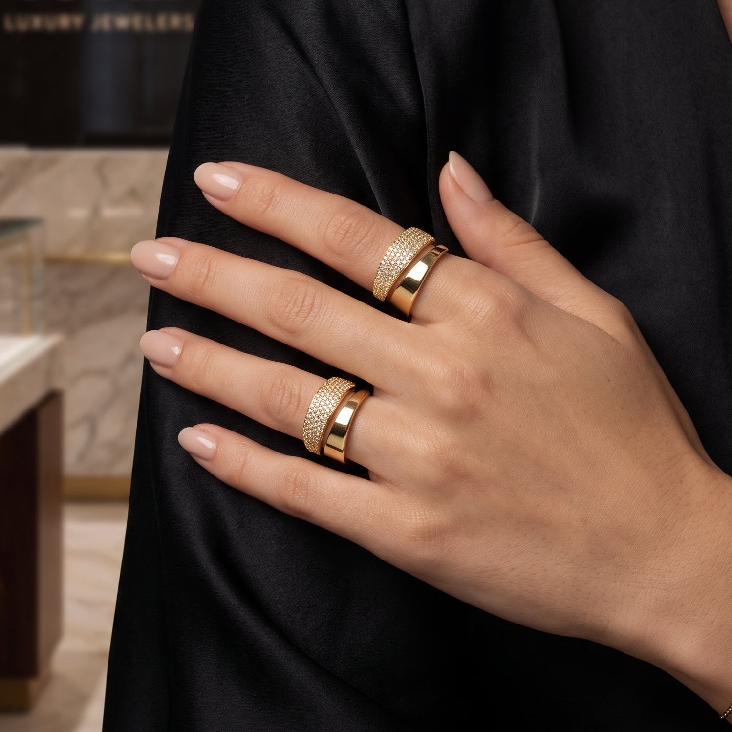 gold plain 18k ring pave 