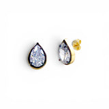 Pear-Cut Bezel Stud Earrings | 18 Karat Gold Plated | Italian Craftsmanship
