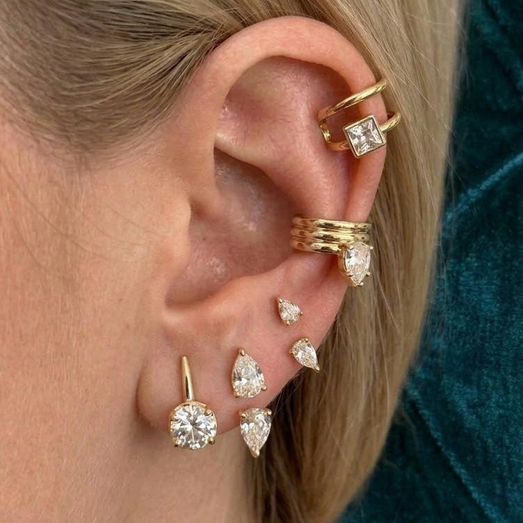ear stack pear shape earrings gold 18k