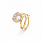 Oval shaped stone ring | 18k gold plated | Italian craftmanship