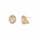 Oval shaped stone studs | 18k gold plated | Italian craftmanship